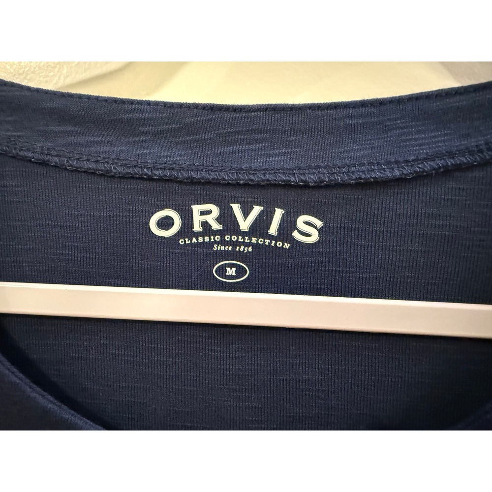 Orvis Classic Collection Navy Blue Slub Knit Scoop Neck Short Sleeve Tee Shirt M - Picture 5 of 5